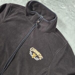 Guinness Jacket Mens Large Brown Fleece Full Zip Official Beer Logo Irish Stout